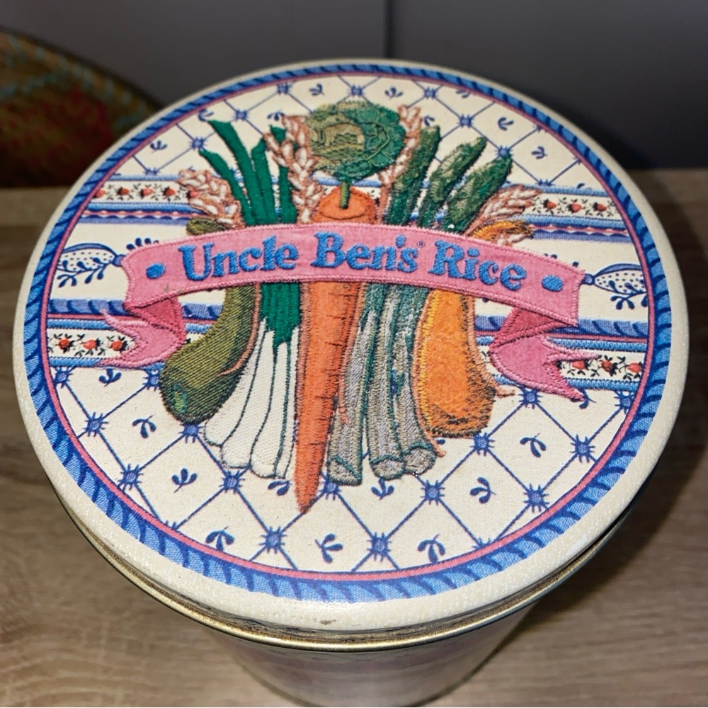 Vintage 1987 Uncle Ben’s Rice Tin Canister Kitchen Decor 7.25” Farmhouse Cottage - Picture 3 of 9
